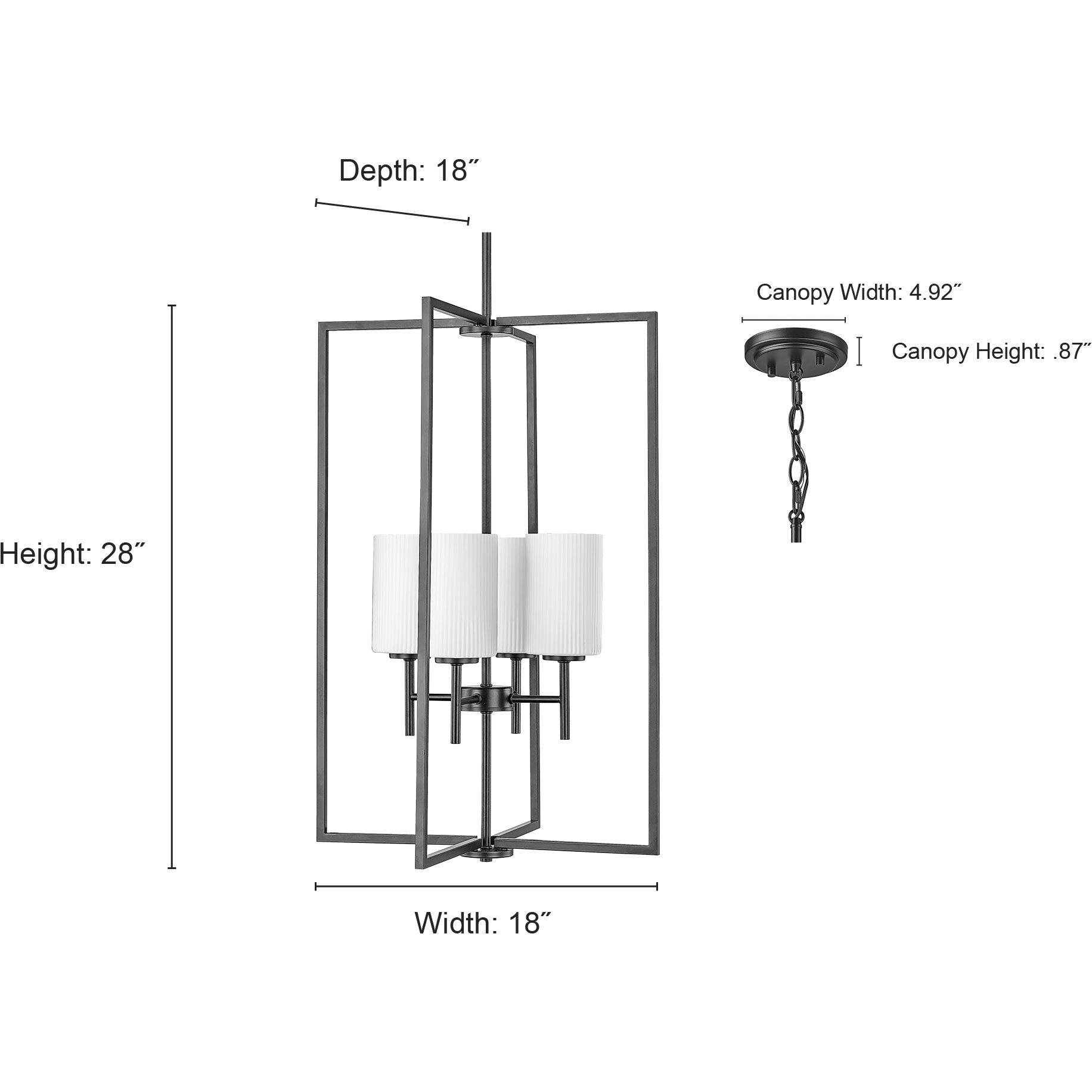 Luxx 4 Light 18 inch Matte Black Indoor Pendant Ceiling Light